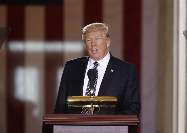President Donald Trump speaks on Capitol Hill in Washington, Tuesday, April 25, 2017, during the United States Holocaust Memorial Museum's National Days of Remembrance ceremony.