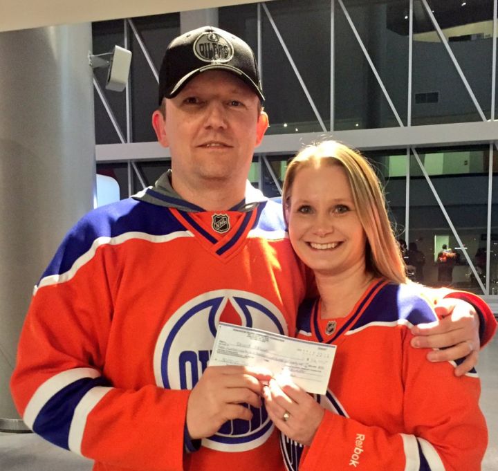 The lucky winners of the Edmonton Oilers $336,995 50/50 jackpot were David and Tanya Idzan. 
