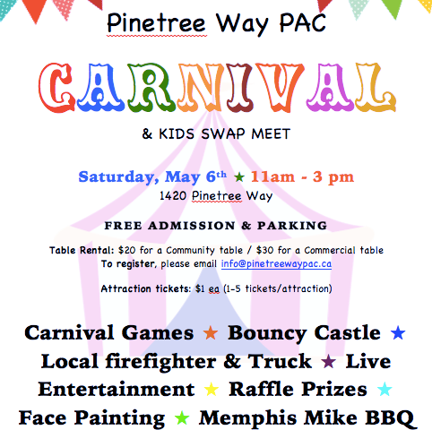 Pinetree Way Elementary School Fundraiser Carnival & kids swap meet ...