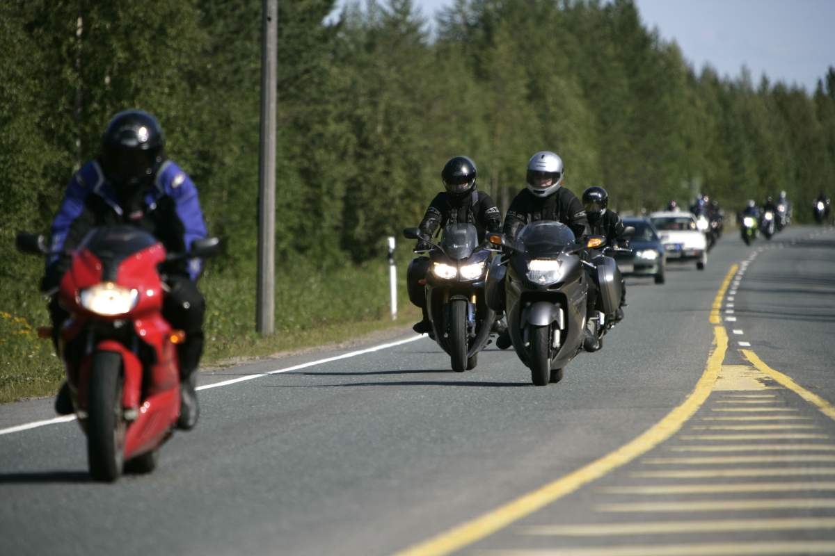 Motorcycles on the road.