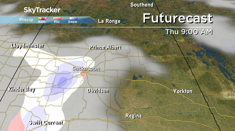 Flurries are possible again in the Saskatoon area and western Saskatchewan Thursday morning.