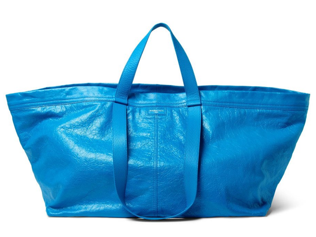 The Balenciaga Arena Shopper Tote bears a striking resemblance to Ikea's iconic Frakta bag, with one notable difference: price. 