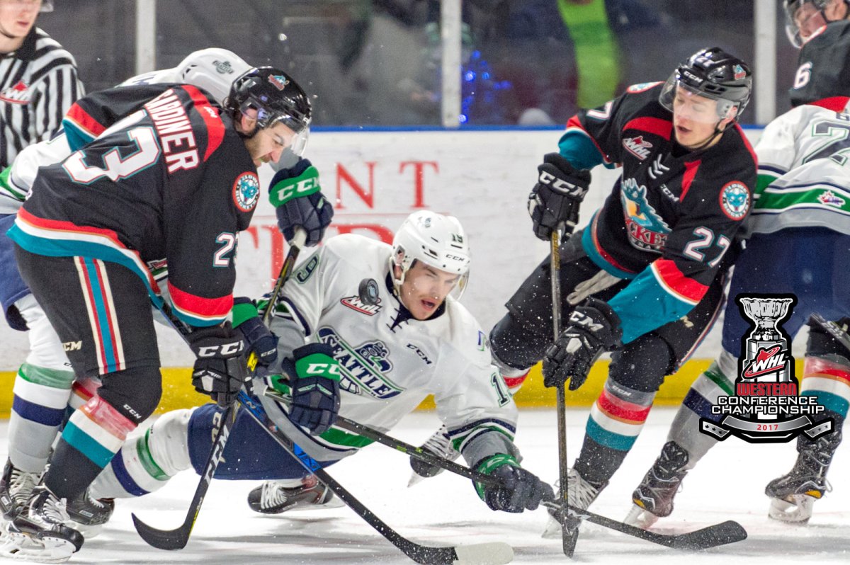 The Seattle Thunderbirds take game one of the Western Conference Final with a 5-4 win over the Kelowna Rockets Friday night.