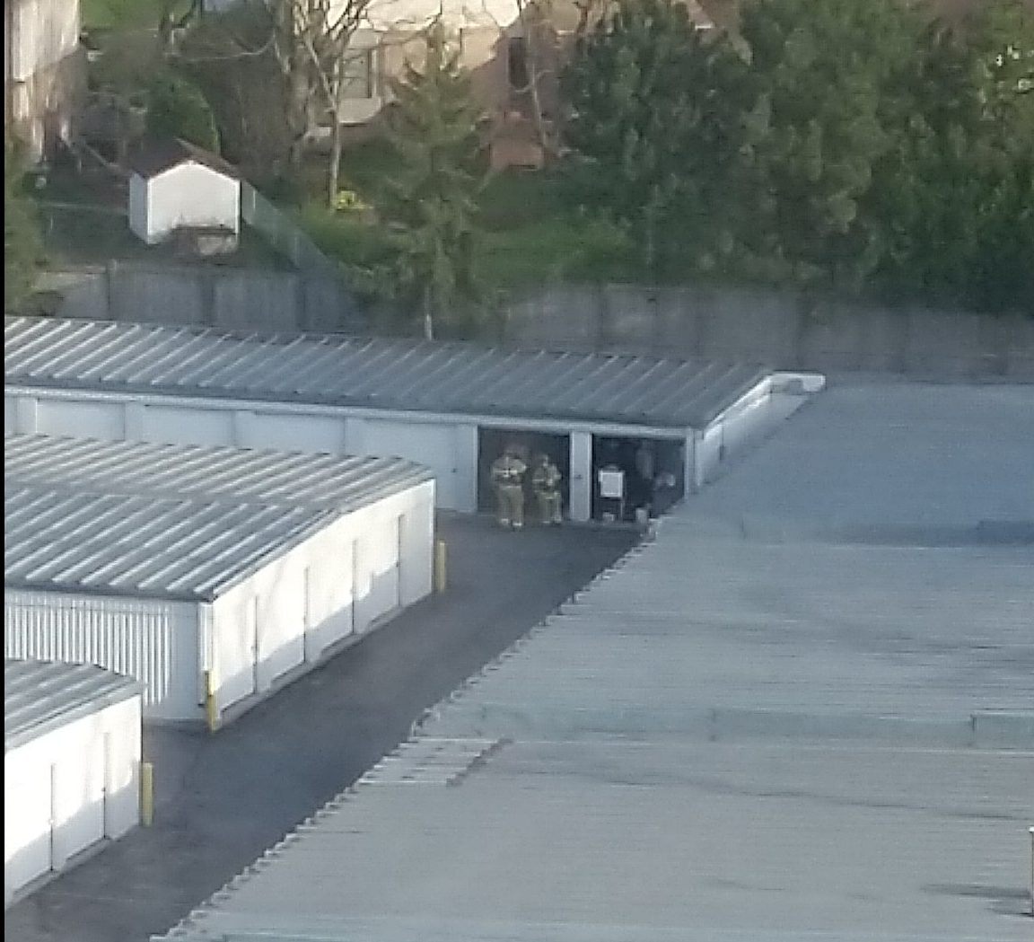 Firefighters enter a storage unit on Commissioners Rd. W. in London, Ont. on Tuesday. Police suspect the unit was used for a "clandestine drug lab.".