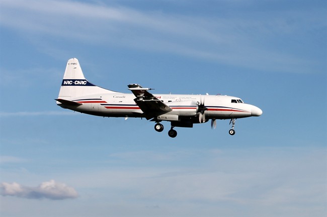 The National Research Council Convair-580 research aircraft is shown in a handout photo. 