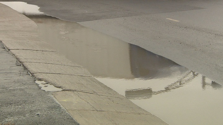 This water is all that was left of a flood that caused hour-long delays Tuesday night.