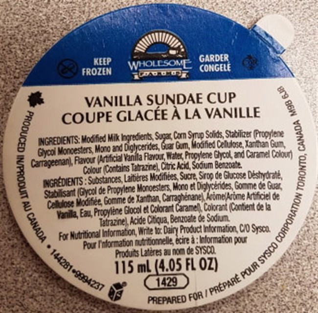 Wholesome Farms' Vanilla Sundae Cups recalled for possible