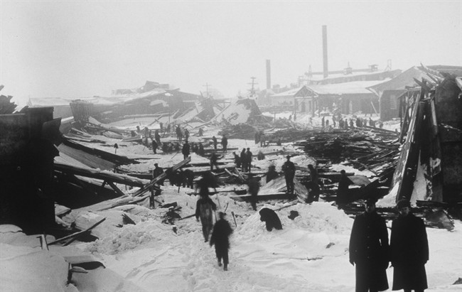 The aftermath of the 1917 Halifax ship explosion is shown in a file photo. Halifax is issuing a call for an extremely specific kind of centenarian - one who survived the massive blast that ripped through the city 100 years ago. In 1917, a cargo ship carrying explosives collided with another vessel in Halifax Harbour, sparking a catastrophic explosion that killed about 2,000 people and levelled much of the city. 