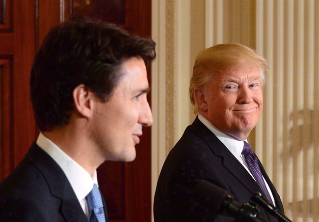 Prime Minister Justin Trudeau and U.S. President Donald Trump take part in a joint press conference at the White House in Washington, D.C., on February 13, 2017.
