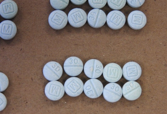 Fentanyl pills are shown in an undated file photo. According to a report from the B.C. Coroners Service, fentanyl found in 84 per cent of drug overdose deaths in 2017 and 2018.