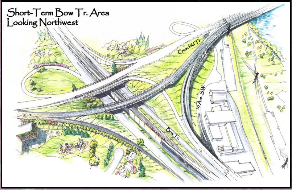 The City of Calgary released this illustration of its proposed short-term plan for the Bow Trail area of Crowchild Trail looking northwest.