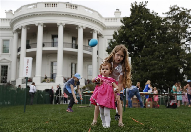 The crowd at this year's White House Easter egg roll event was smaller than past years — but you wouldn't know it by listening to President Trump.