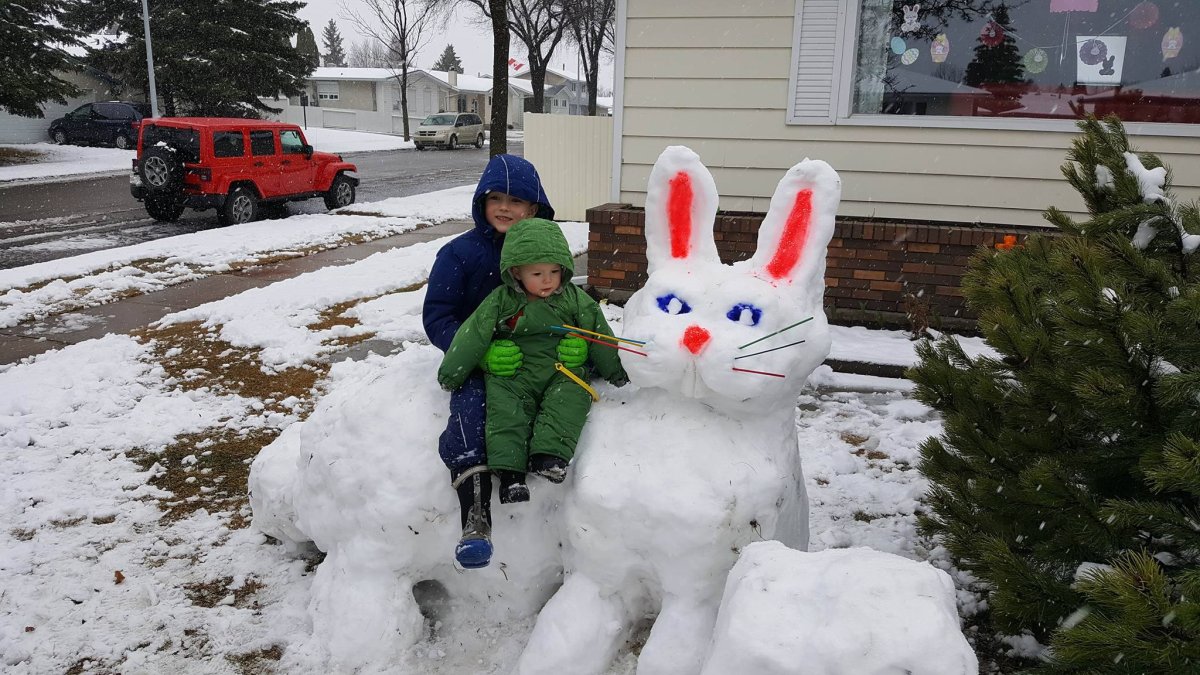 Edmontonians got creative with the snow that fell Easter weekend 2017.