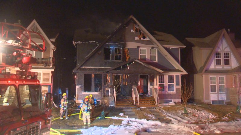 Firefighters attend a fire in the 200 block of Cranford Park S.E. on Thursday, April 6, 2017.
