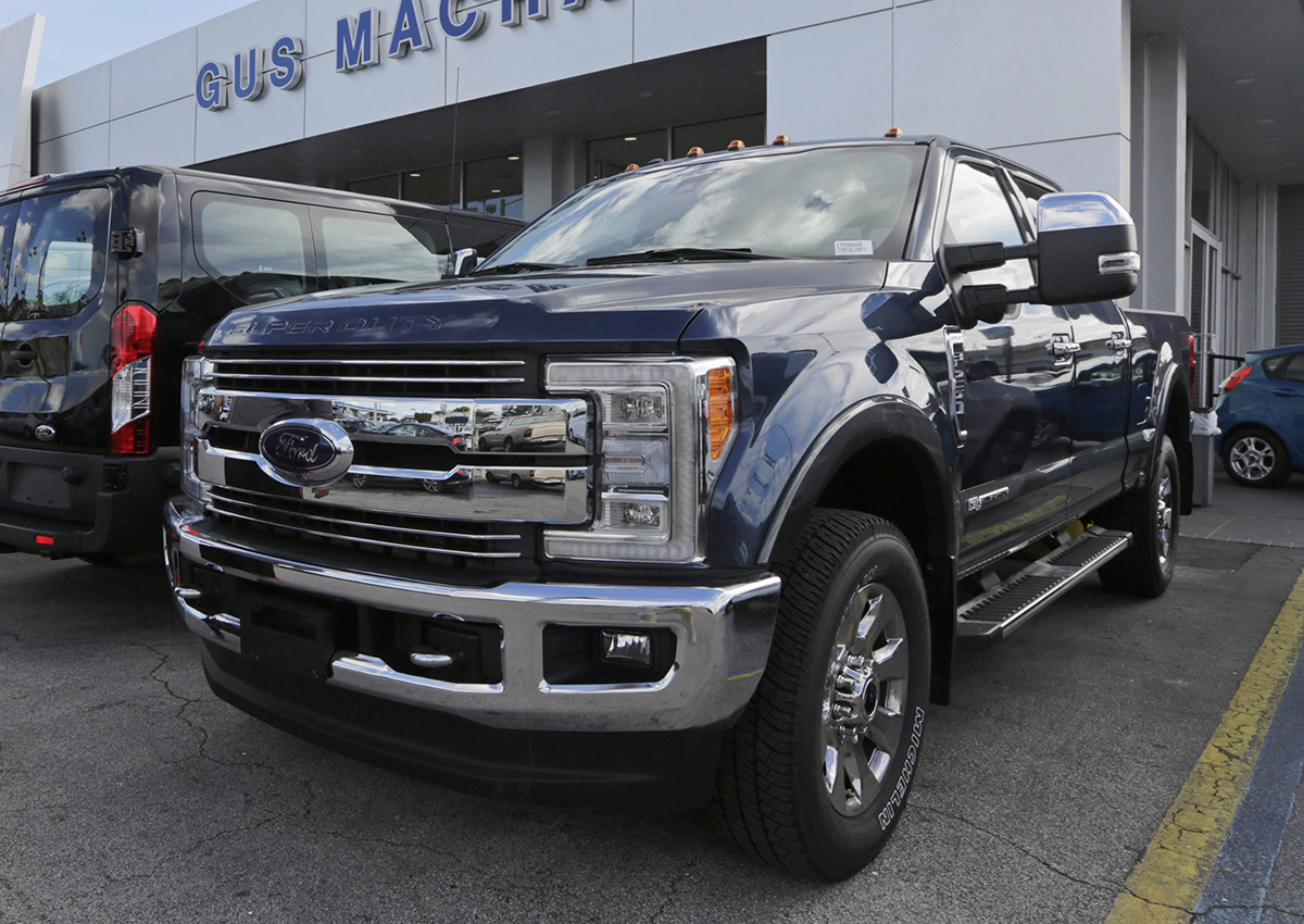 A 2017 Ford F-250 Lariat FX4 at a Ford dealership, in Hialeah, Fla.