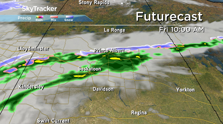 Rain is expected to move into the Saskatoon area Friday morning.