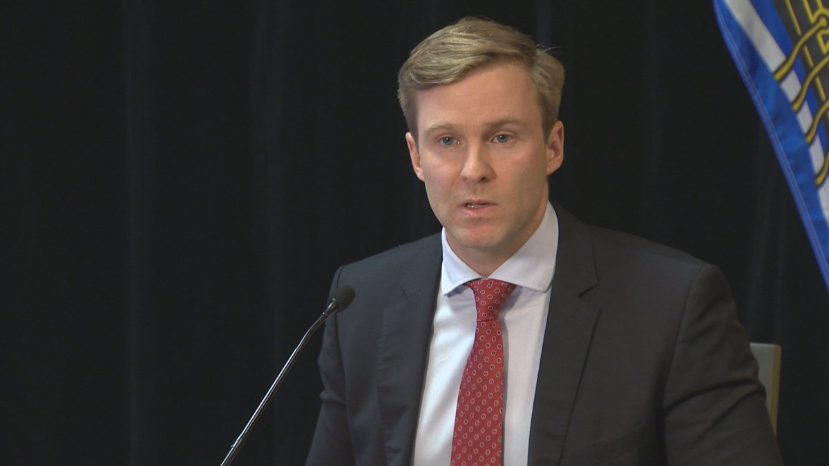 New Brunswick Premier Brian Gallant speaks at a news conference on Monday, April 3, 2017. He told reporters that New Brunswick government says it's getting out of the property assessment business. 
