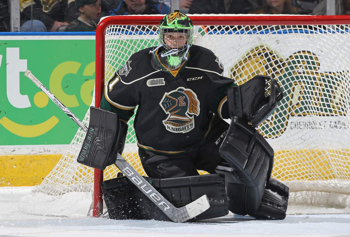 The London Knights blanked the Erie Otters 2-0 Thursday night to take a 1-0 lead in the OHL's Western Conference semi-final.
