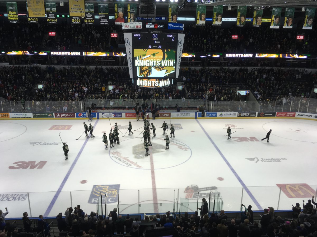 The London Knights scored four times in the third period to come back and beat Erie 4-2.