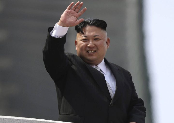 North Korean leader Kim Jong Un waves during a military parade in Pyongyang in April 2017.