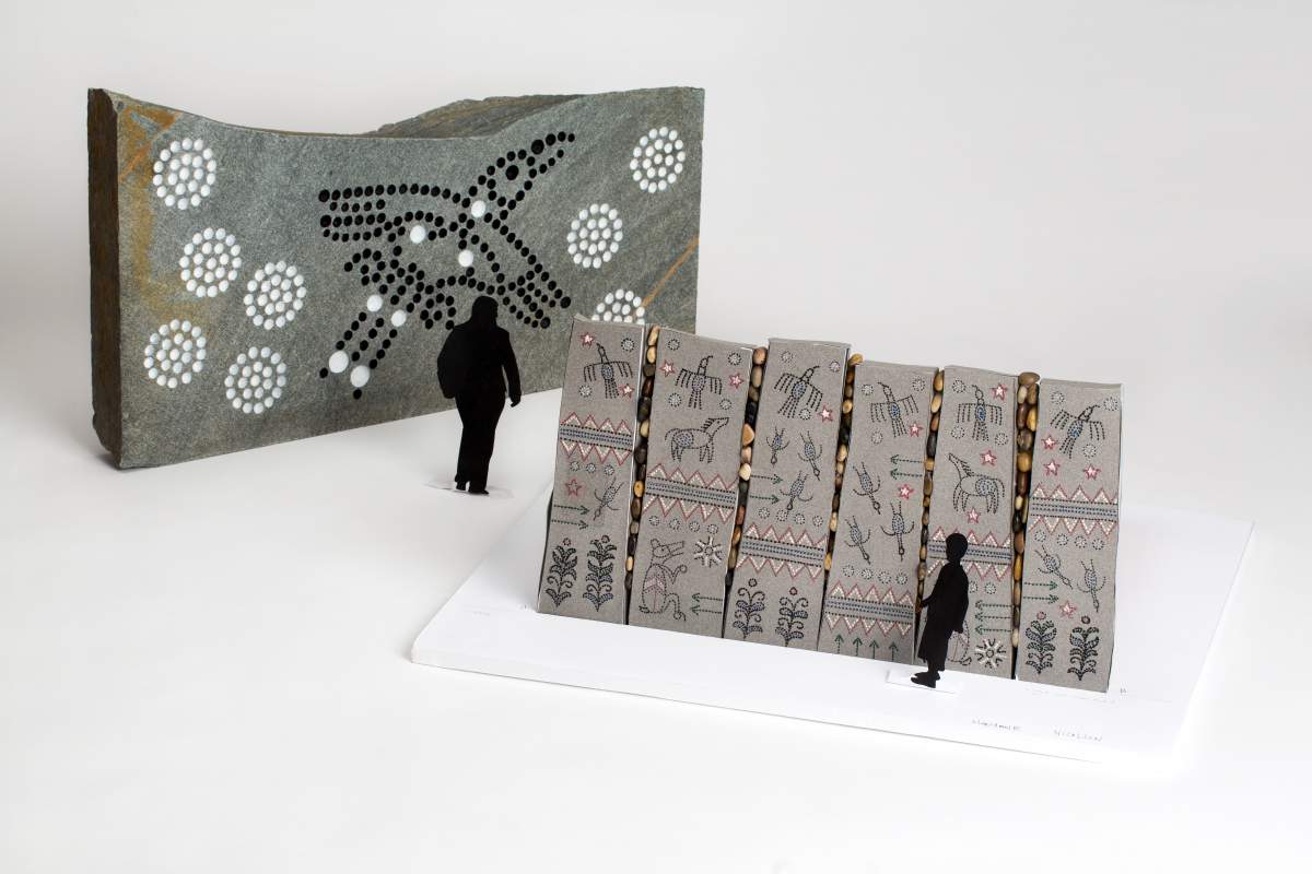 The exhibit "Preparing to cross the river" by Marianne Nicholson.