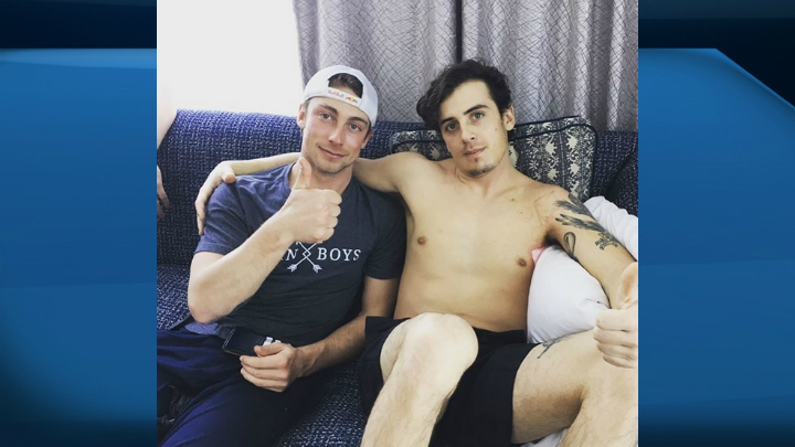 Mark McMorris, right, posted two photos to Instagram, including this one of him sitting with his brother Craig a week after the accident. 