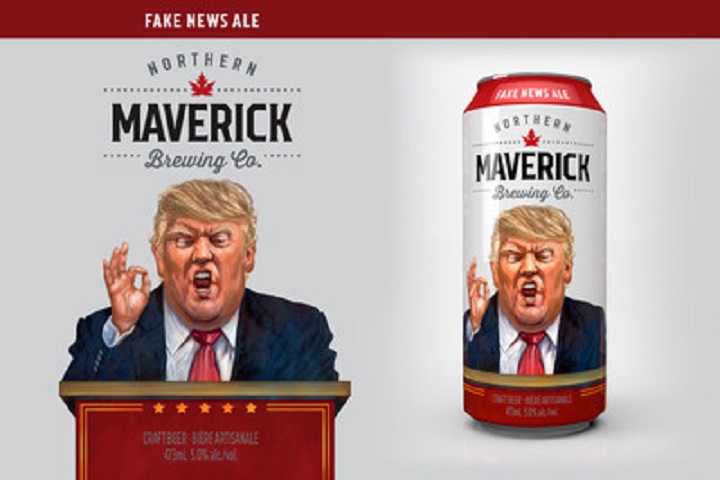A Toronto craft brewery has launch a Trump-inspired beer, "Fake News Ale." CNW Group/Northern Maverick.