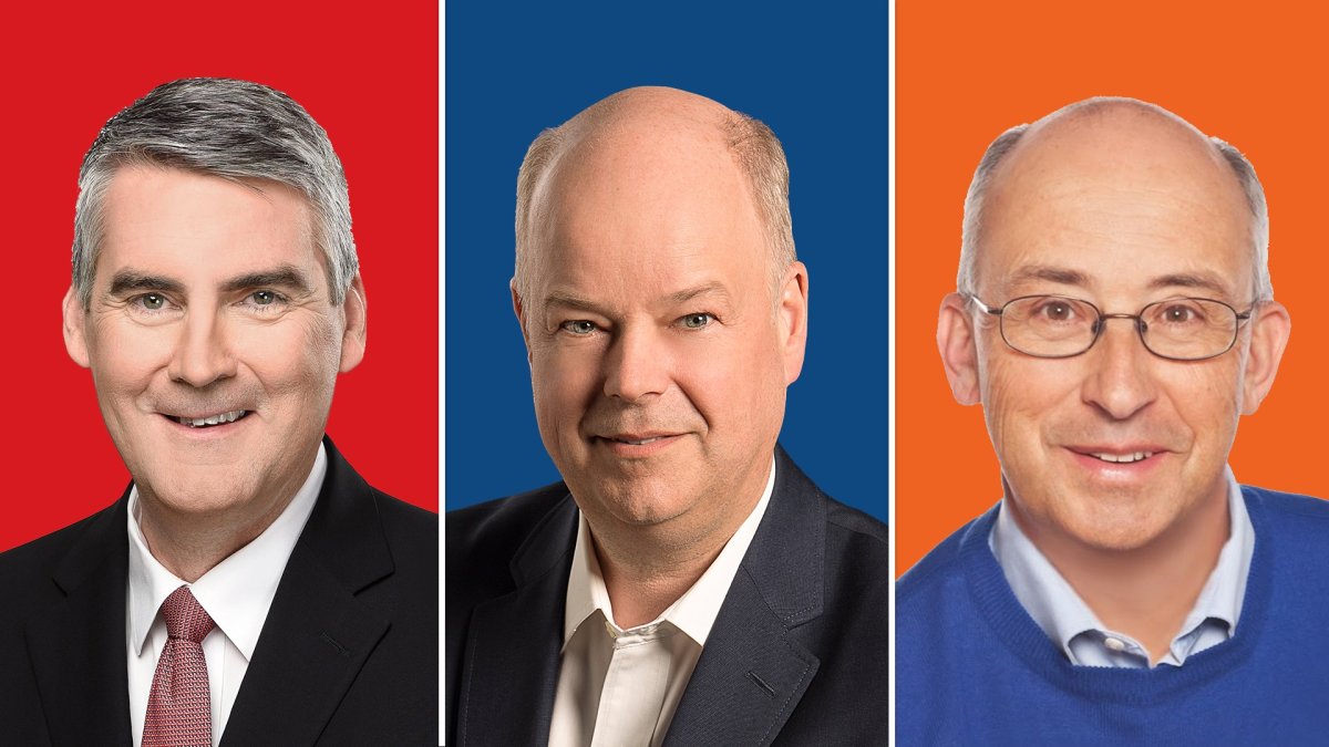 (L-R) Nova Scotia's three main party leaders are Liberal Stephen McNeil, Progressive Conservative Jamie Baillie and New Democrat Gary Burrill. Nova Scotians will elect their next government on May 30.