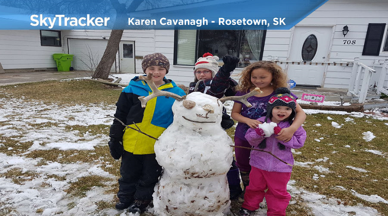 A "Saskatchewan style Olaf" made in Rosetown by Kara, Logan, Lucy, Sarah and Karen.