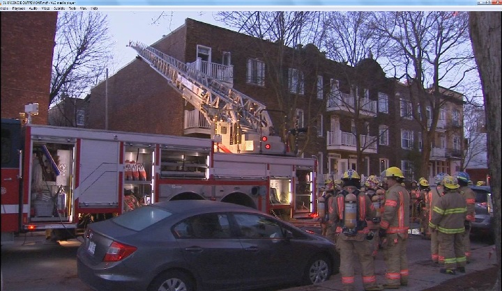 Two people are in hospital following an early morning fire in a three-storey residential building on Marsolais Avenue in Outremont. Sunday, April 23, 2017.