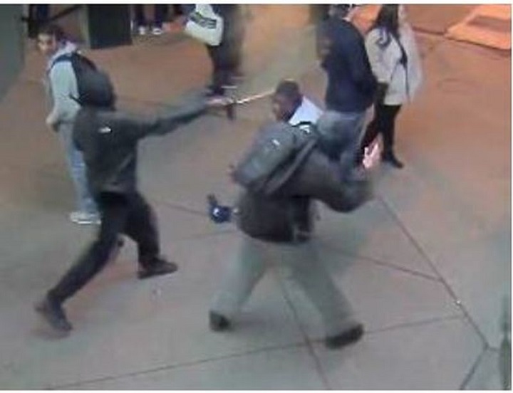 Security image of suspects wanted in a pepper spray incident in Toronto. Toronto Police/Handouts.