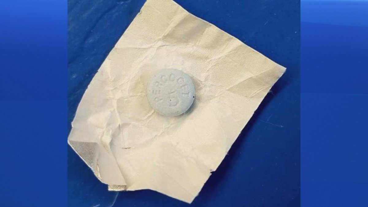 A pill confirmed by Health Canada to contain fentanyl. It is one of the pills seized by RCMP on the Esgenoopetitj First Nation.