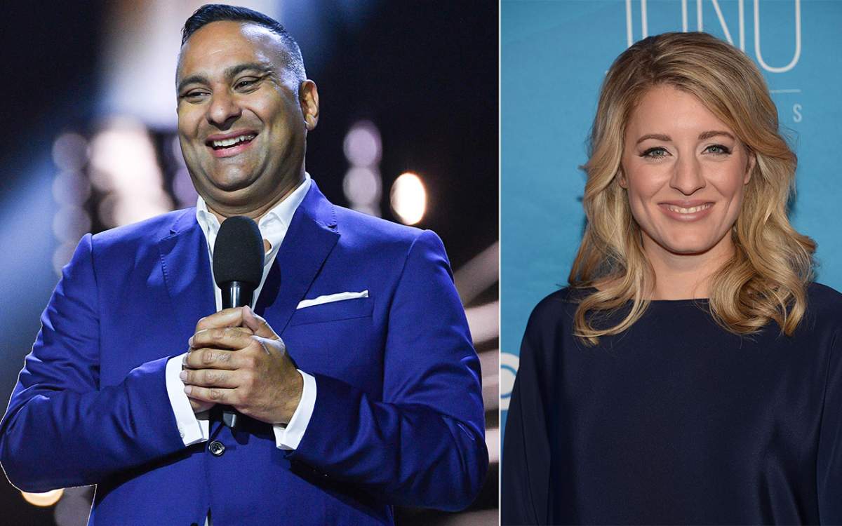 (L-R) Russell Peters, Mélanie Joly at the 2017 Juno Awards at The Canadian Tire Centre on April 2, 2017 in Ottawa, Canada.