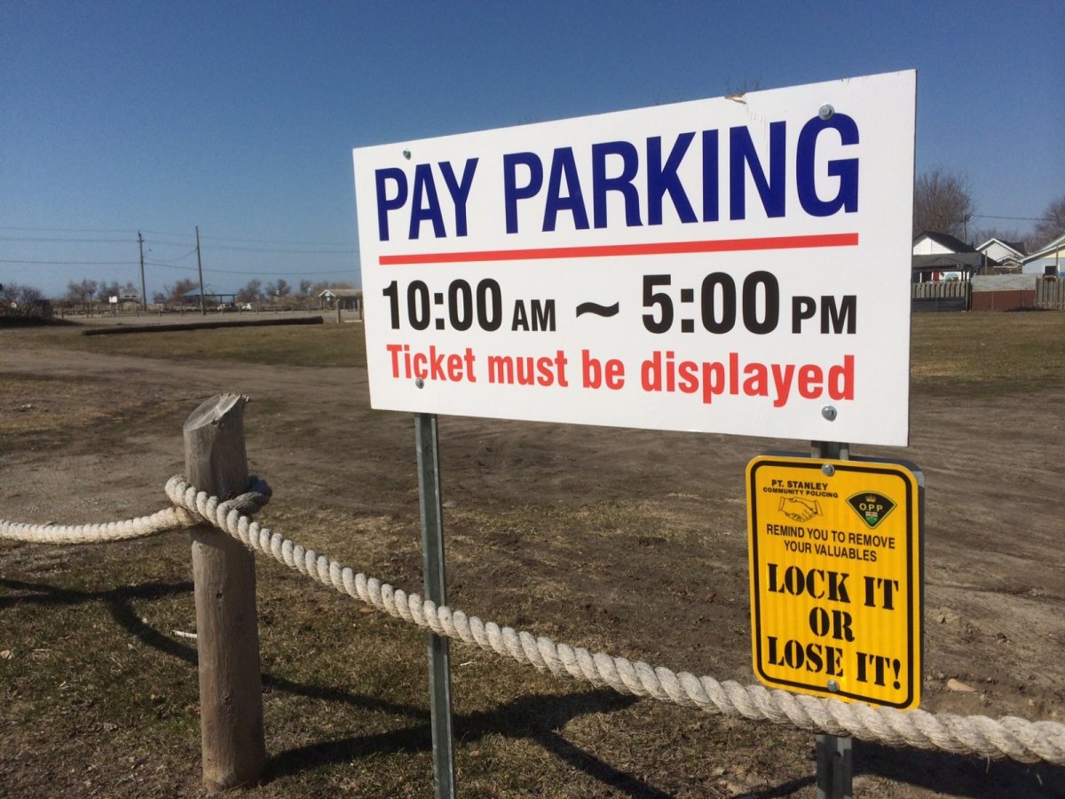 A parking lot in Port Stanley, Ont.