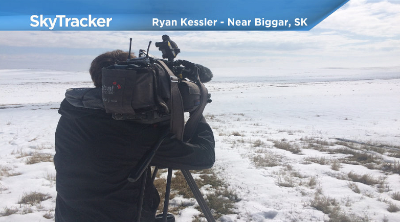 Snow on the ground in the Biggar area on Friday, April 28, 2017.
