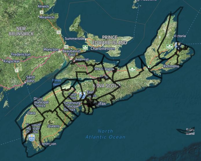 Nova Scotia's Acadian federation says it will challenge the province's riding boundaries (pictured above) in court.