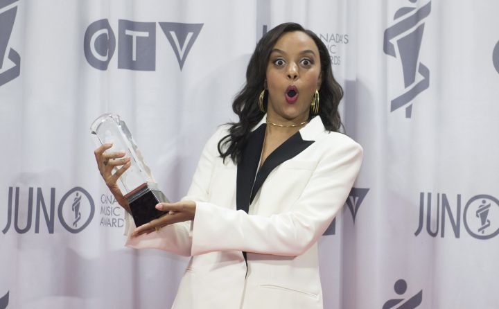 Ruth B poses with a Juno award after winning the award for Breakthrough Artist of the Year at the Juno awards show Sunday April 2, 2017 in Ottawa. 