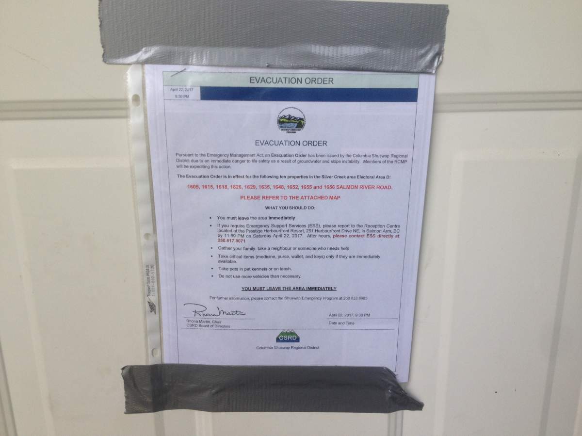 UPDATED: Shuswap evacuation rescinded over landslide worries - image