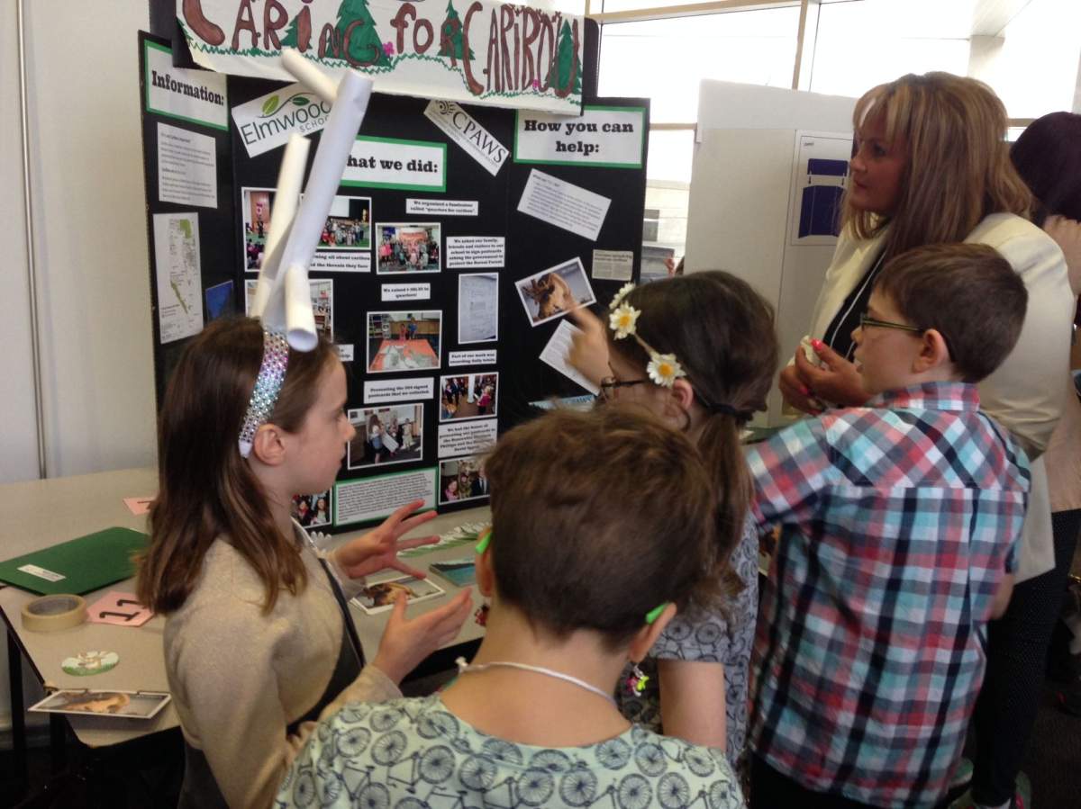Students from 20 schools across the province participate in an Earth Day event at MacEwan University.