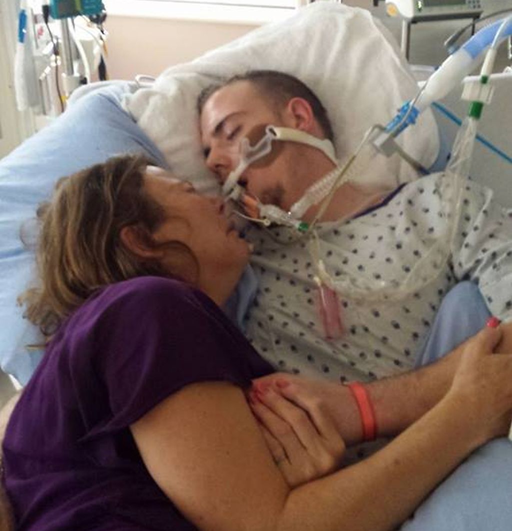 Sherri Kent in the hospital with her son, Michael, who died from a fentanyl overdose. 