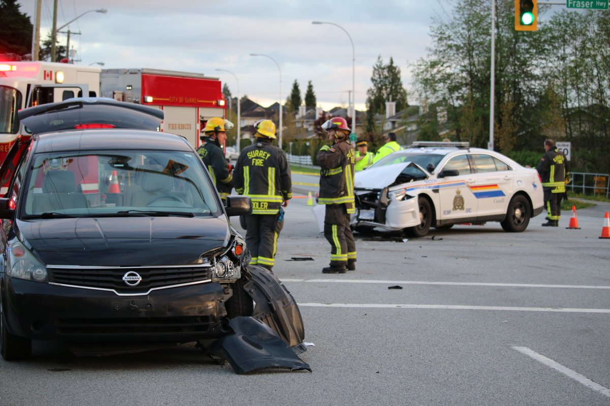 The scene at 184 and Fraser Highway on Wednesday evening.