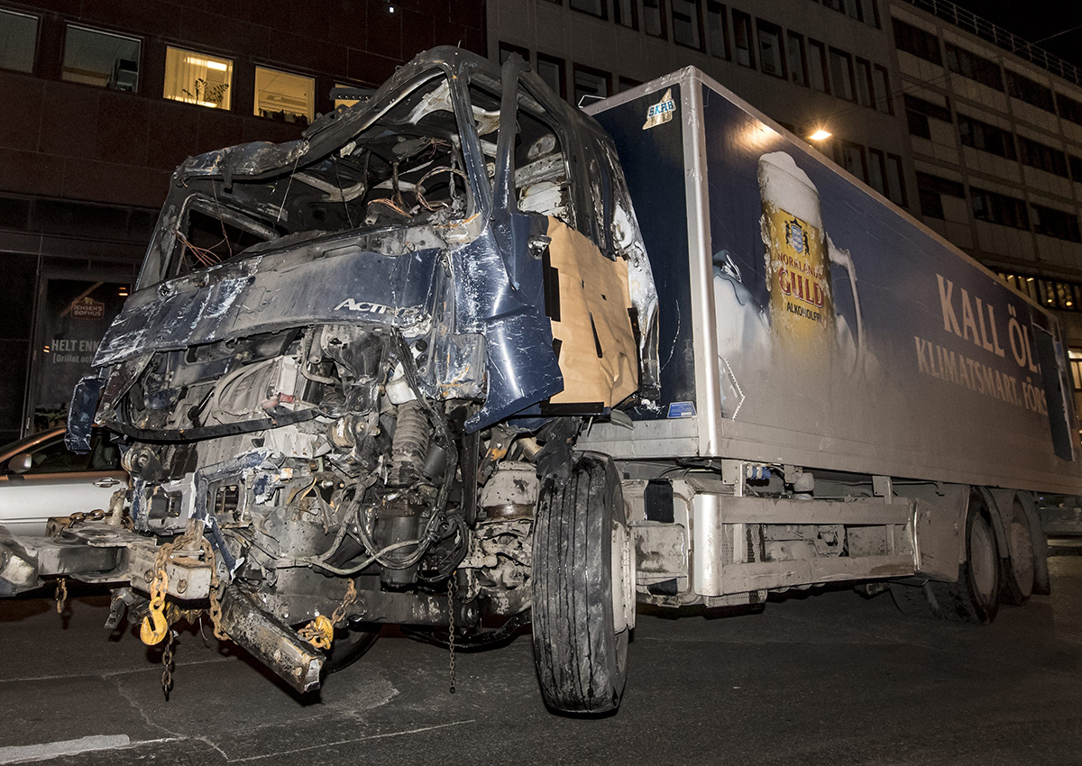 The truck is towed away.