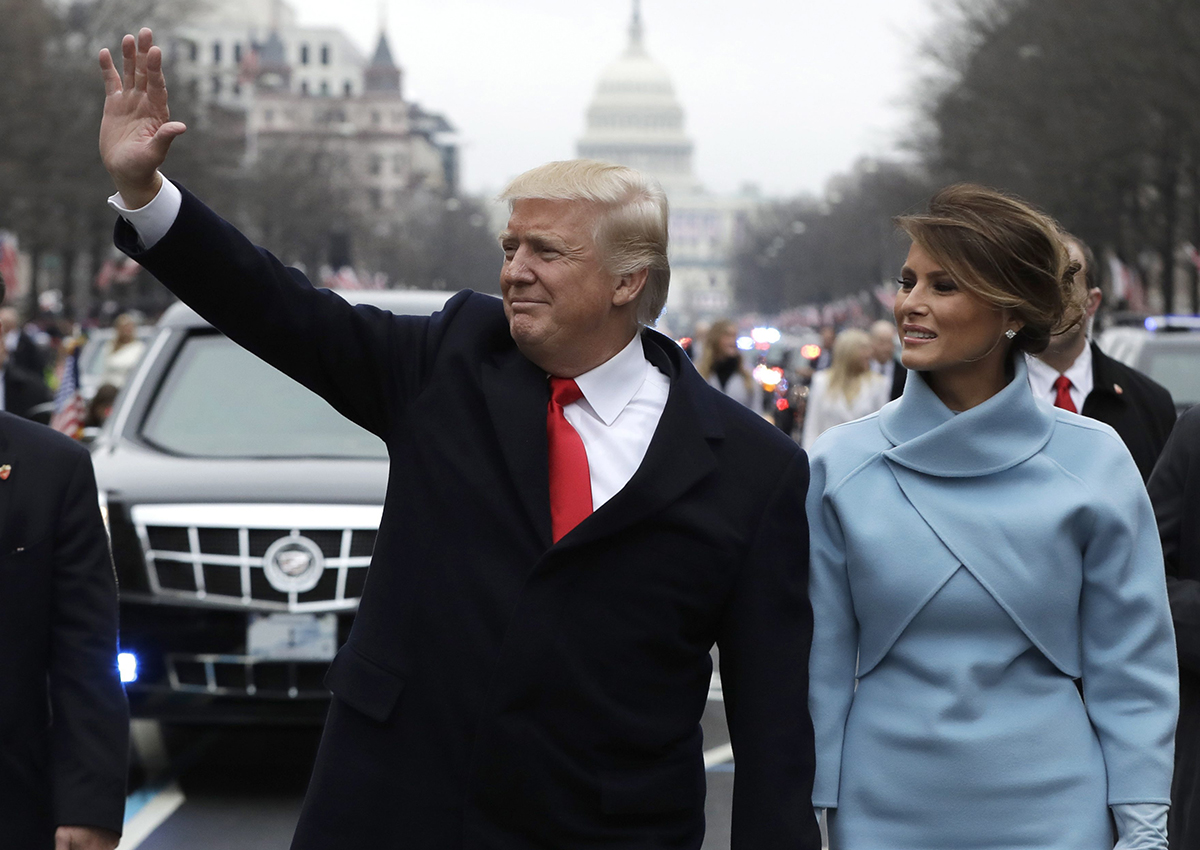 Donald Trump waves as he walks with first lady Melania Trump during the inauguration parade in Washington. In the space of just months, Republicans have seen Trump implode with mistake after mistake, each one seemingly more egregious than the last, Bill Kelly writes.
