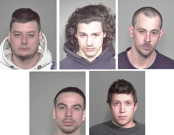 Five men were arrested in connection with a series of car thefts in the West Island. Thursday, April 27, 2017.