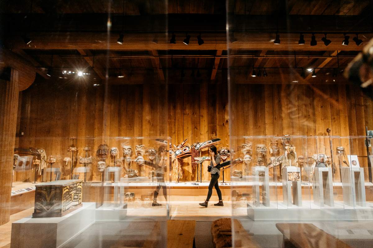 Aboriginal art on display at the U’mista Cultural Centre in Alert Bay.