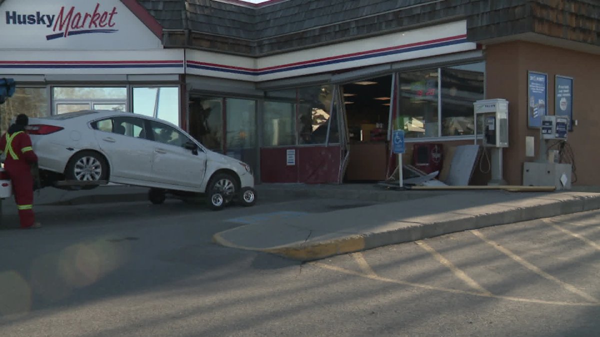 Woman crashes vehicle into southwest Calgary gas station - image