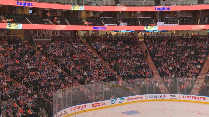 Rogers Place hosts "Orange Crush Road Game Watch Party" Sunday, April 16, 2017.