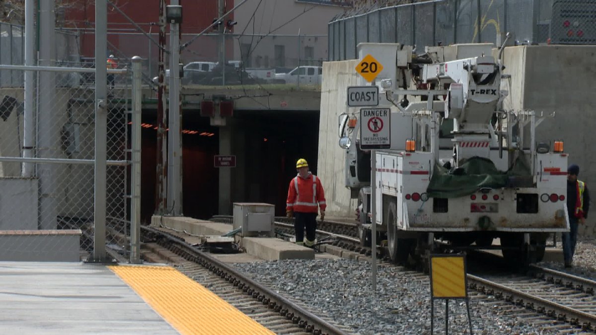 Two men were injured while working in an LRT tunnel at 42 Avenue and 1 Street S.E. Sunday.