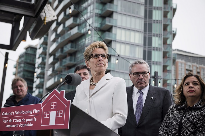 Ontario Premier Kathleen Wynne speaks about Ontario's Fair Housing Plan during a press conference in Toronto on Thursday, April 20. 