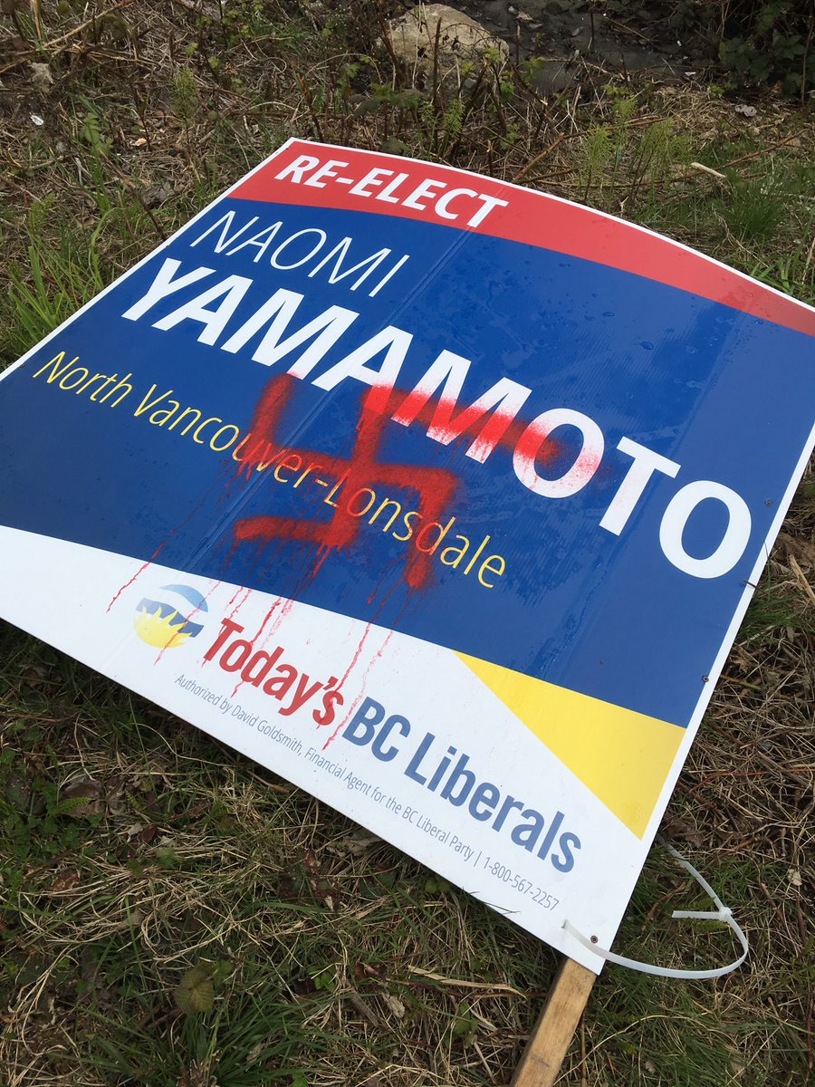 Election signs of 2 North Vancouver candidates defaced with offensive graffiti - image